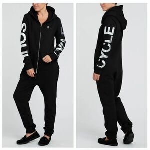 SoulCycle One Piece Zippered Hoodie Sweatshirt Jumpsuit in Black Size Medium